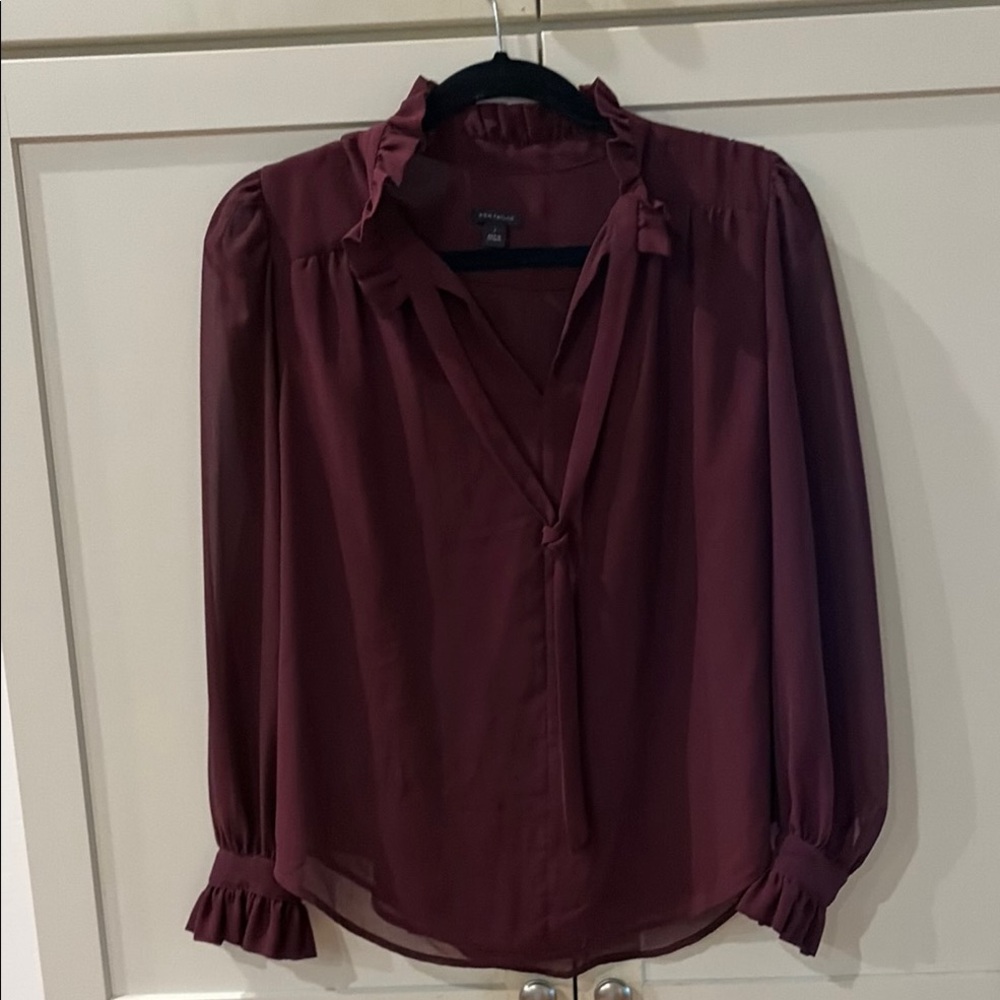 Ann Taylor Burgundy Blouse; Size S